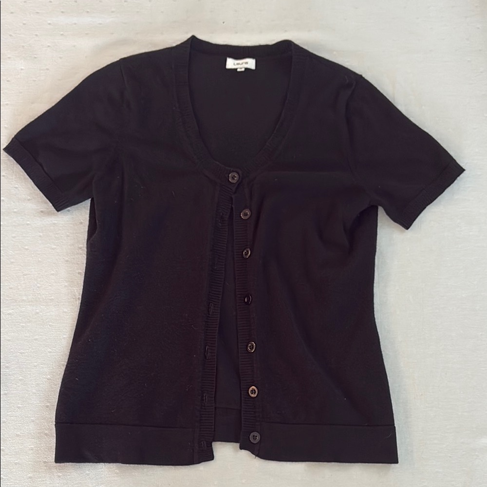 Laura Black Short Sleeve Fitted Sweater